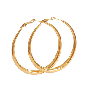 Hoop Earrings Gold Plated Large Round <b>Titanium</b> Steel Fashion Jewelry - Product Image 5