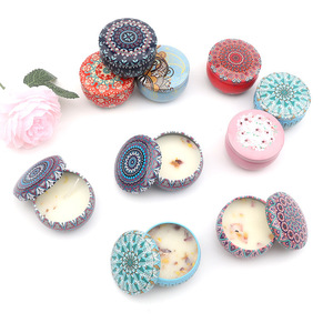 Bougie parfumée Northern Mu 6 cm en forme de tasse, bougie d'aromathérapie en cire mélangée avec autocollants floraux, cadeaux d'anniversaire et de mariage - Product Image 3