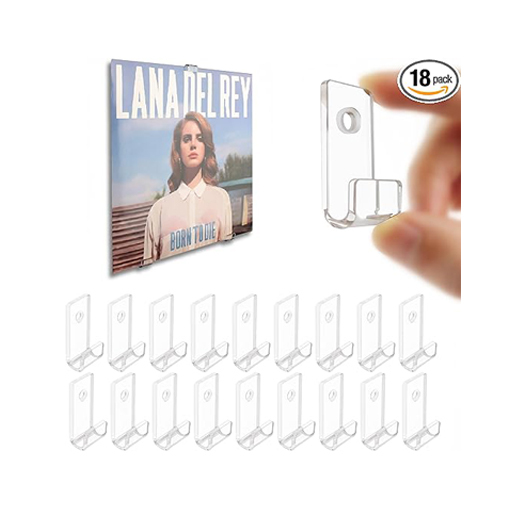 18 Pack Clear PMMA Acrylic Vinyl Holder Wall Display Stand for Record Album Shelves LP CD & Card Display