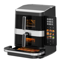 Friteuse à air numérique à double compartiment avec contrôle tactile, capacité 7L+5L et plaque à pizza de 10 pouces, multifonction