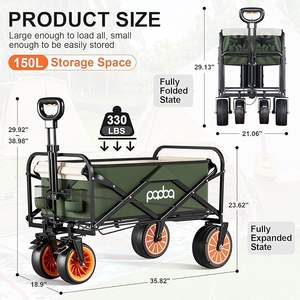 Ağır katlanabilir elektrikli plaj arabaları balıkçılık sepeti katlanır vagon ile fren alışveriş arabası vagon sepeti kamp için - Product Image 4