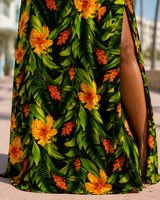 Robe longue de vacances à imprimé floral personnalisée en gros, taille plus