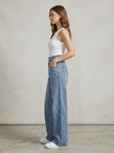 <span class=keywords><strong>Jeans</strong></span> de Mujer a la Moda, Corte Ajustado, Cintura Alta, Elásticos, Pierna Ancha, en Mezclilla Suave, Hechos a Medida, Precio de Fábrica - Product Image 2