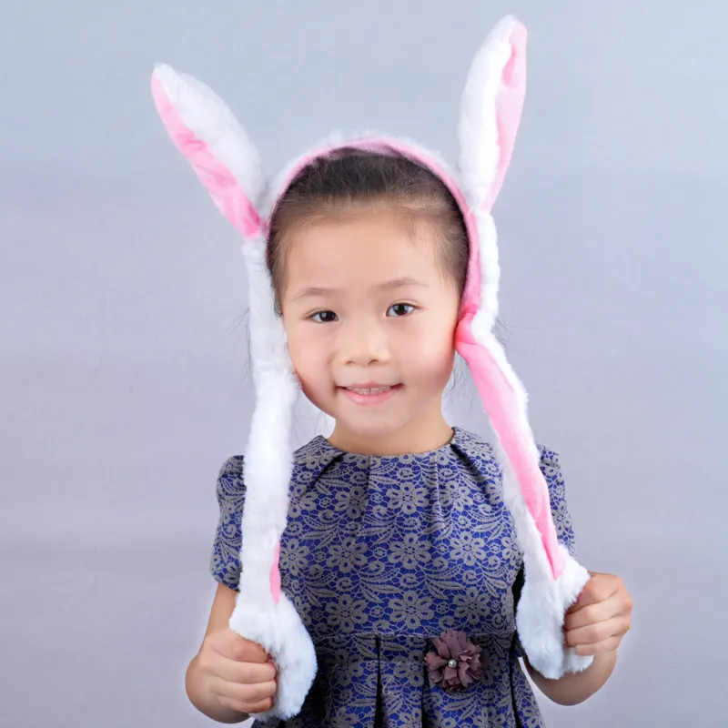 Corea Bunny Cappello Moving orecchie Peluche Carino Cap Fare Divertente Cappelli di Coniglio di Peluche Cappello di Fabbrica