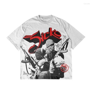 T-shirt à manches courtes pour homme BRANDNAME, style streetwear, avec motif imprimé photo, col rond, coupe classique - Product Image 3