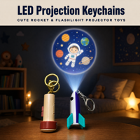 Gantungan Kunci Proyektor LED Mini Custom, Mainan Proyektor Senter, Liontin Tas Bercahaya Kreatif, Hadiah Unik Kartun, Grosir