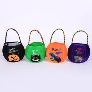 Atacado Pequeno Halloween Não-Tecido De Abóbora De Veludo Tote Goody Ghost Festival Doces Gift Bags Decorações
