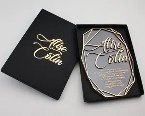 Hot Bán Luxury Hot Stamping Vàng Gương Acrylic Letters Acrylic Lời Mời Đám Cưới