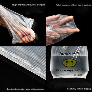 Smiley en plastique compostable fort visage biodégradable Vietnam nouvelle taille Standard violet grand sac à provisions de remerciement - Product Image 4