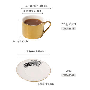 Ensemble élégant de tasse à café et soucoupe en céramique électro-plaquée avec finition miroir, motif panda et léopard, pour le thé de l'après-midi - Product Image 4