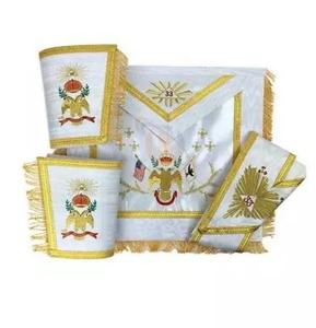 Wholesale 33rd Degree Masonic Rose Croix Regalia Set Embroidered Leather Apron Gauntlets Collar with Wing Down Feature - Product Image 1