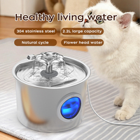 Fontaine à eau pour animaux de compagnie intelligente en acier inoxydable 2,2 L, induction sans fil, circulation automatique