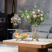 RORO décoration de maison décoration de table de luxe moderne fleur et oiseau design table en verre bureau vase à fleurs pour table à manger salon