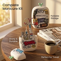 Kit de manucure de précision en acier inoxydable à motif graffiti tendance, ensemble portable pour le soin des ongles, idéal pour l'entretien personnel et les voyages