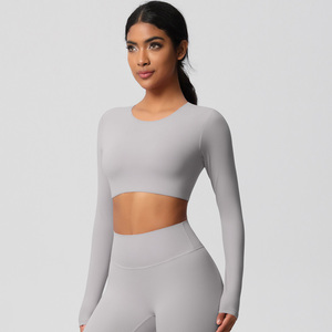 Bán Buôn Hot Bán Phụ Nữ Dài Tay Áo Top Biểu Tượng Tùy Chỉnh Nén Áo Sơ Mi Tập Thể Dục Yoga Top Với Cho Phụ Nữ - Product Image 3