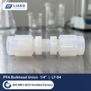 Raccord de traversée PFA pour tube de 1/4 po DE, raccord à sertir LT-S4, haute pureté, résistant aux produits chimiques pour processus humides en semi-conducteurs - Product Image 1