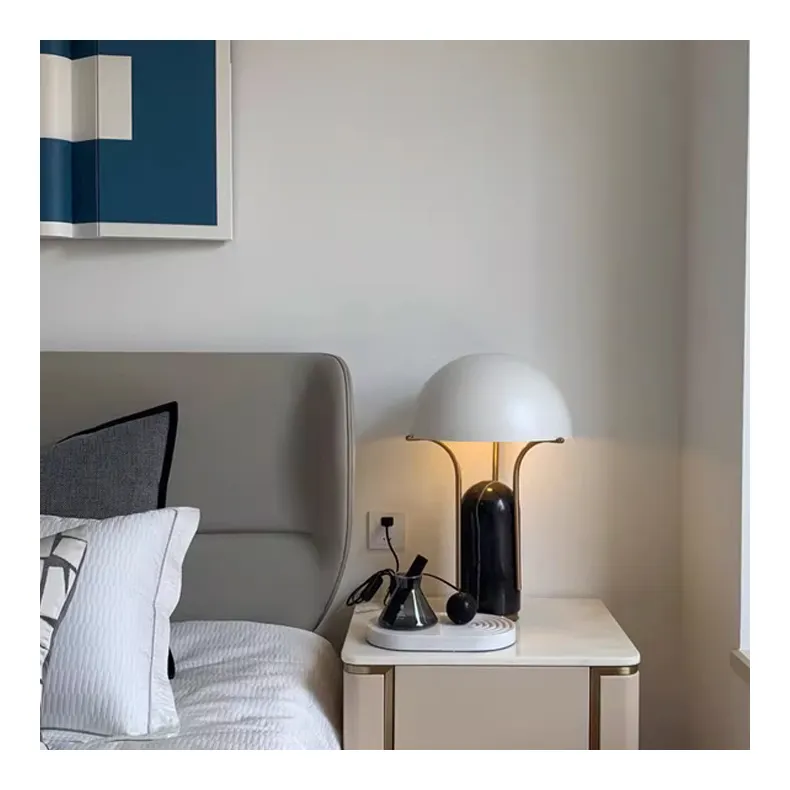 Post Modern yarım top mermer İskandinav yatak odası krom Metal masa lambası masa başucu dekoratif masa lambası otel odası okuma lambası