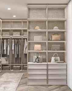 Armoires de chambre à coucher sur mesure de luxe moderne, avec cadre en aluminium, éclairage LED, étagères ouvertes, vente d'armoires - Product Image 3