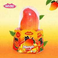 Bubuk Es Krim Lembut Beku Cina Grosir PoPI CAT, Kemasan Kotak, Rasa Buah, Pure Mangga, dengan Cokelat Chip