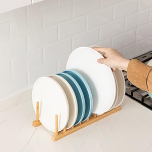 Holder Vertical Drainer <b>Plate</b> Organizer Bamboo Dish <b>Racks</b> <b>Plate</b> Stand for Cabinet Stand Drainer Storage Holder Organizer - Product Image 3