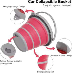 Cubo plegable portátil de 3L ~ 10L para el hogar, cubo plegable de plástico de silicona para exteriores, Cubo de pesca plegable para lavado de coches - Product Image 3
