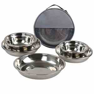 Juego de Vajilla de Acero Inoxidable para Exteriores y Camping, 17 Piezas, Plato, Tazón y Bandeja Portátiles para Barbacoa - Product Image 2