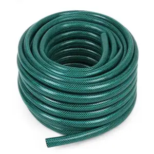 Tuyau flexible renforcé de l'eau de tuyau d'arrosage de PVC de couleur verte pour le jardin