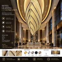 Lustre en cristal en forme de goutte de feuille personnalisé, artistique, multi-couches, luminaire suspendu LED pour hall d'hôtel, éclairage commercial