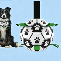 Jouet de football léger et très élastique pour chien, balle flottante pour l'entraînement en extérieur avec sangles multi-grip pour petits et moyens chiens