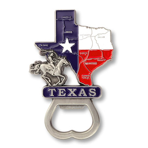 Custom Die Cut metallo traslucido adesivi magnetici promozionali Texas bandiera frigo magneti con punti di riferimento paesi - Product Image 2
