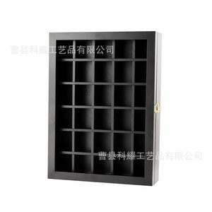 Vitrina de madera para botellas de licor, rectangular, negra, para montar en la pared, con compartimentos para almacenamiento y exhibición - Product Image 5