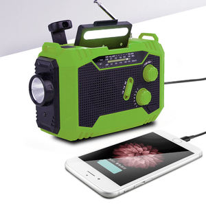 Radio FM AM WB robuste pour l'extérieur avec manivelle solaire, charge USB, double éclairage LED et alarme pour le camping et la randonnée - Product Image 3