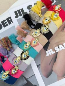 Lovely Heart/<span class=keywords><strong>Dios</strong></span>/Fe Pulseras tejidas de tela Miyuki Seed Bead Heart Bracelet Venta al por mayor Gold Heart Bracelet Ajustable - Product Image 5