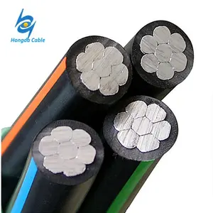 4x3AWG konduksi aluminium XLPE isolasi untuk saluran overhead udara terisolasi kabel abc