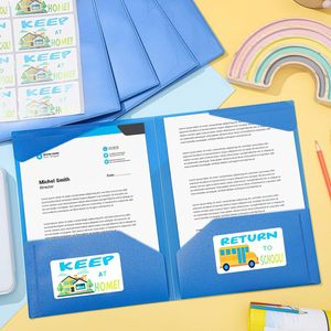 แฟ้มพลาสติกแบบนำกลับบ้านพร้อมช่องใสด้านหน้าและสติกเกอร์ แฟ้มใส่การบ้าน 2 ช่องสำหรับนักเรียน ผู้ปกครอง ครู ห้องเรียน - Product Image 4