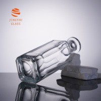 Bouteille en verre transparente carrée de 750 ml avec bouchon en liège, bouteille de tequila, logo personnalisable