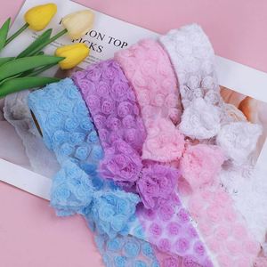 Tissus en dentelle de tulle brodés de fleurs 3D pour robe de soirée femme, décoration de fête de mariage, tissu en maille polyester DIY - Product Image 3