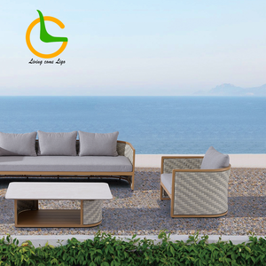 Mobili <span class=keywords><strong>da</strong></span> <span class=keywords><strong>Giardino</strong></span> Moderni con Struttura in Alluminio e Design in Tessuto, Cuscini Impermeabili per Cortile e Soggiorno all'Aperto - Product Image 3