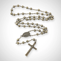 Nouveau collier chapelet catholique avec perles en pierre naturelle cordon noué croisé alliage de zinc plaqué argent Antique pour cadeau de prière unisexe