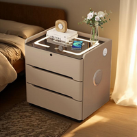 Moderner Klappbarer Smart-Nachttisch mit Sieben-Farben-LED-Lampe Kabellosem Ladesensor Bluetooth-Audio USB-Anschluss