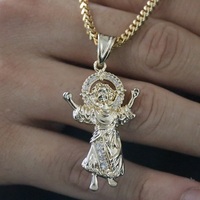 Collier fantaisie bijoux argent sterling plaqué or pendentif jésus catholique personnalisé