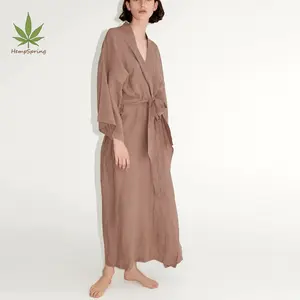 eco friendly sleep robe made from 100% linen custom linen clothes for women long linen robe sustainable women robe pure