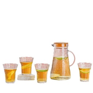 Ensemble de 5 pièces en verre : <span class=keywords><strong>Théière</strong></span> <span class=keywords><strong>et</strong></span> mugs à eau, carafe à eau froide durable, tasses en forme de fleur, carafe à eau froide transparente, ensemble en verre, cadeau - Product Image 6