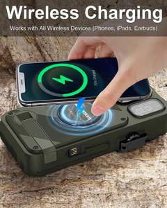 רדיו חירום 16000mAh סולארי, בנק כוח, רדיו FM עם תחזית מזג אוויר, גנרטור ידני עם ידית סיבוב לטעינה מהירה אלחוטית 20W USB-C לטלפון - Product Image 4