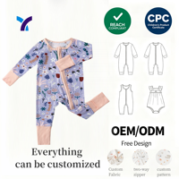 Combinaison respirante à double fermeture éclair pour bébé fille et garçon de 0 à 3 mois, ensemble de combinaisons pour nouveau-né en bambou