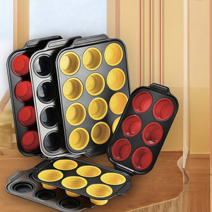 Ustensiles de pâtisserie personnalisés, moules à muffins 12 tasses, moule à gâteau en silicone antiadhésif - Product Image 2