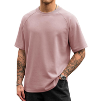 T-shirt à col rond surdimensionné en coton peigné 100% 300GSM pour homme, streetwear décontracté, 4 couleurs