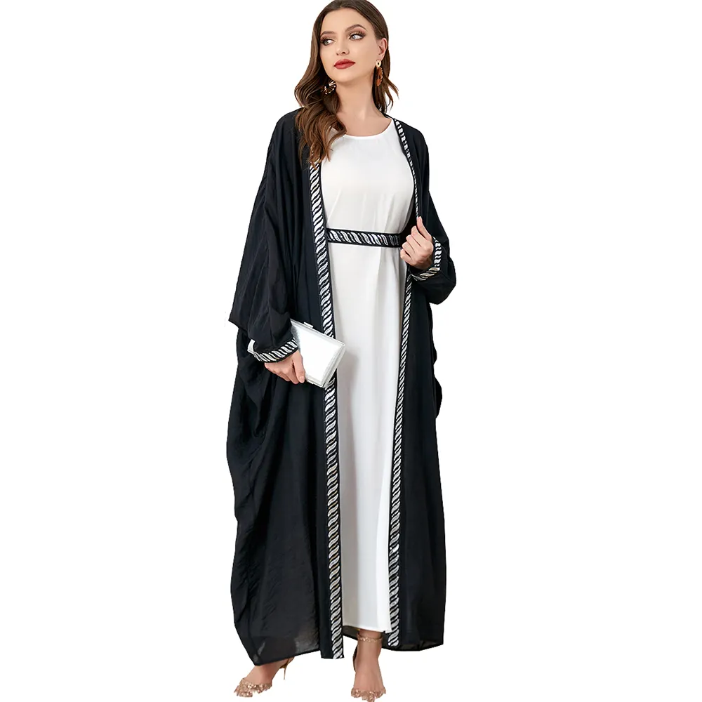 Мусульманское арабское модное длинное пальто свободного кроя большого размера с Парижскими бусинами ретро лоскутное платье с длинным рукавом