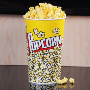 Reused Plastic Popcorn Bucket/tub Round Shape In Mould Label Printing Recyclable PP Material BPA Free