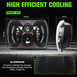 Phares de camion OEM ODM 75W à faisceau scellé 5X7\" 7X6, phare carré automatique, projecteur LED pour <span class=keywords><strong>Jeep</strong></span> Cherokee Xj - Product Image 2